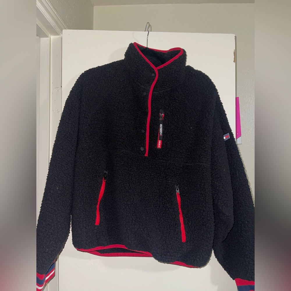 Tommy Hilfiger Black and Red Fleece Jacket